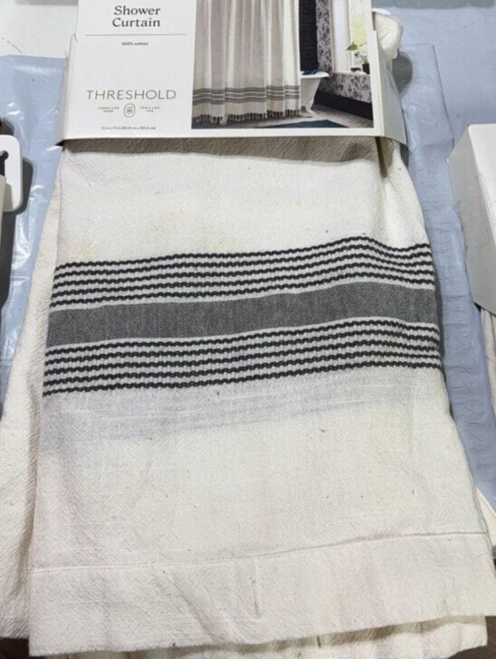 Threshold 100% Cotton Shower Curtain with tassles 72 by 72 NWT